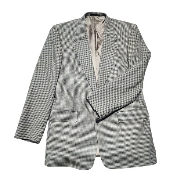 Monsieur Givenchy Mens Houndstooth Blazer Jacket Union Made Tan & Black Size L - Picture 13 of 14